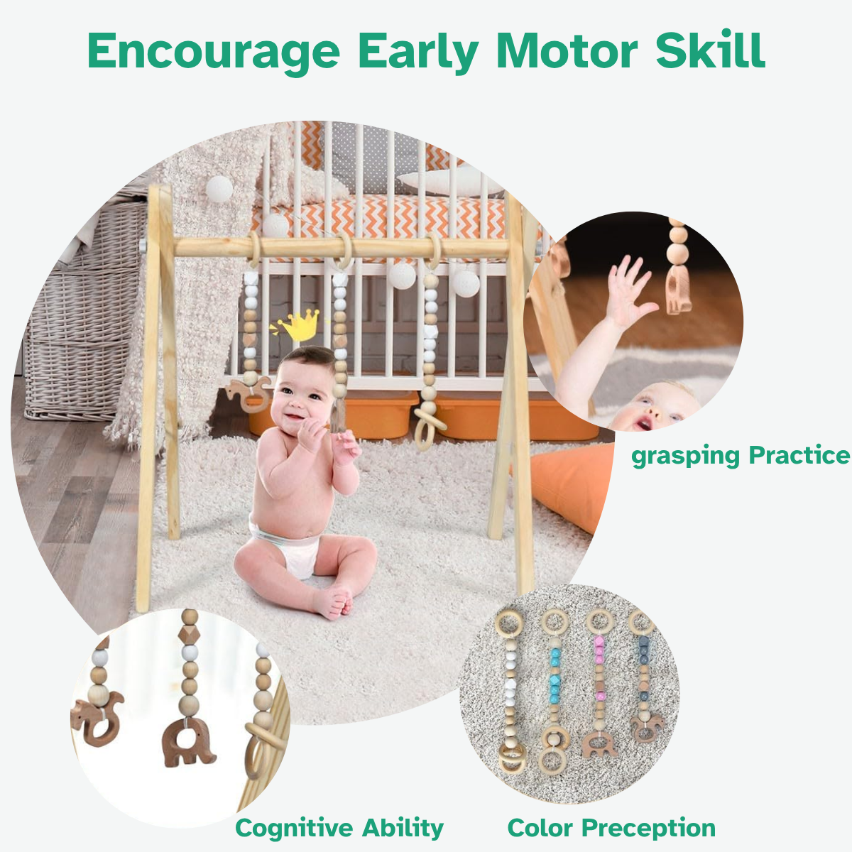 SmartPlay™ Wooden Baby Gym – Foldable, Stylish & Skill-Boosting
