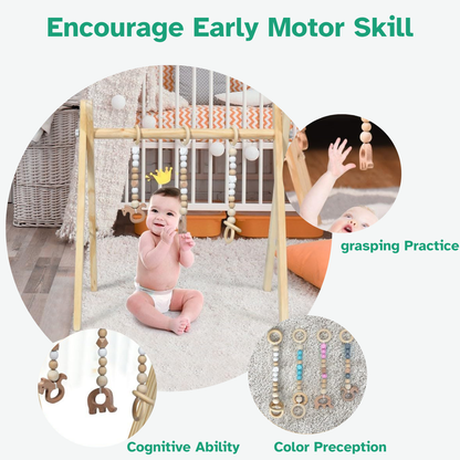 SmartPlay™ Wooden Baby Gym – Foldable, Stylish & Skill-Boosting